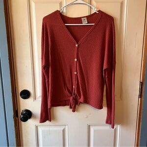 Lovemarks. Women's knit  Button-Up Top - Rust large